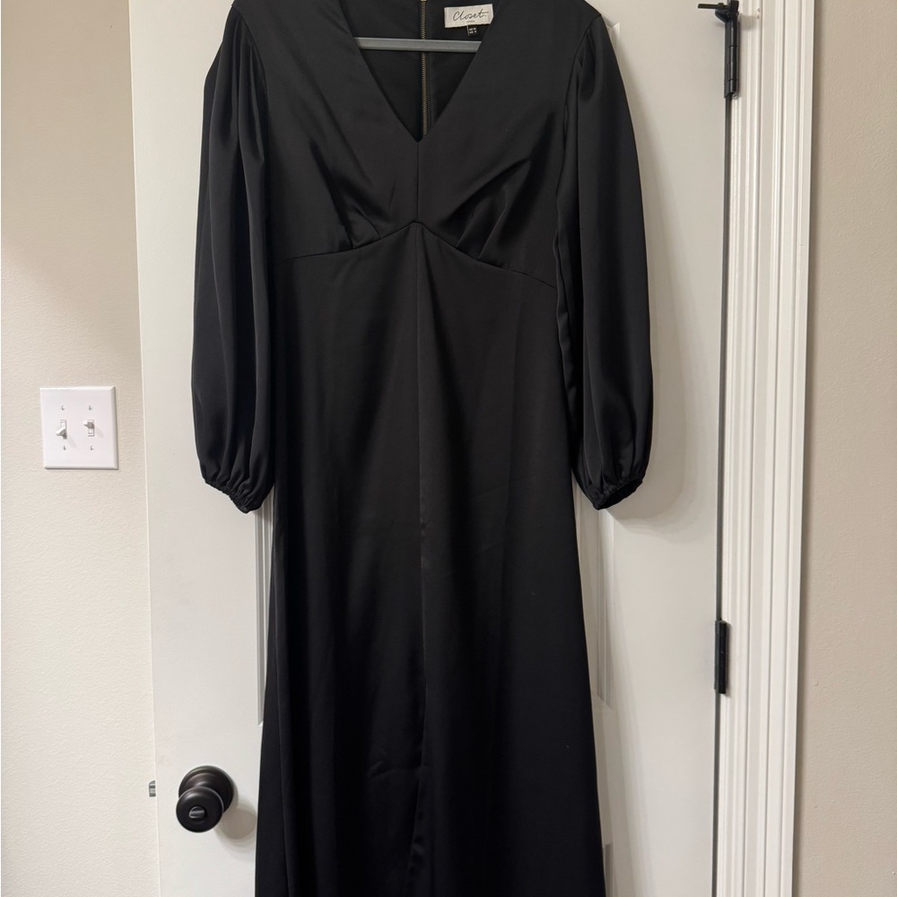 Black Long Sleeve Midi Dress